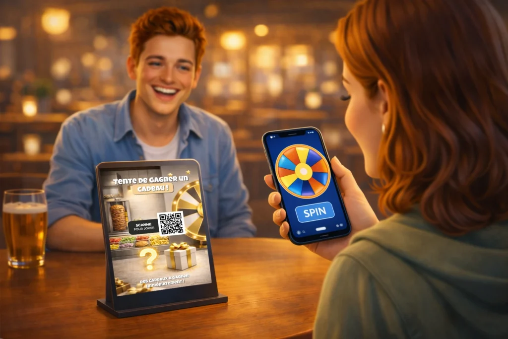 Client roue promotionnelle qr code avis google