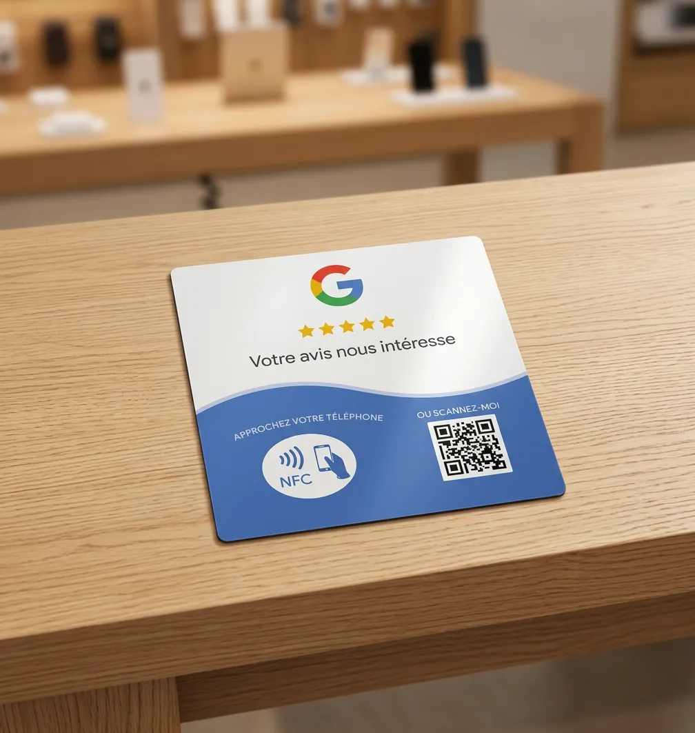 Plaque Google Avis Qr code et NFC