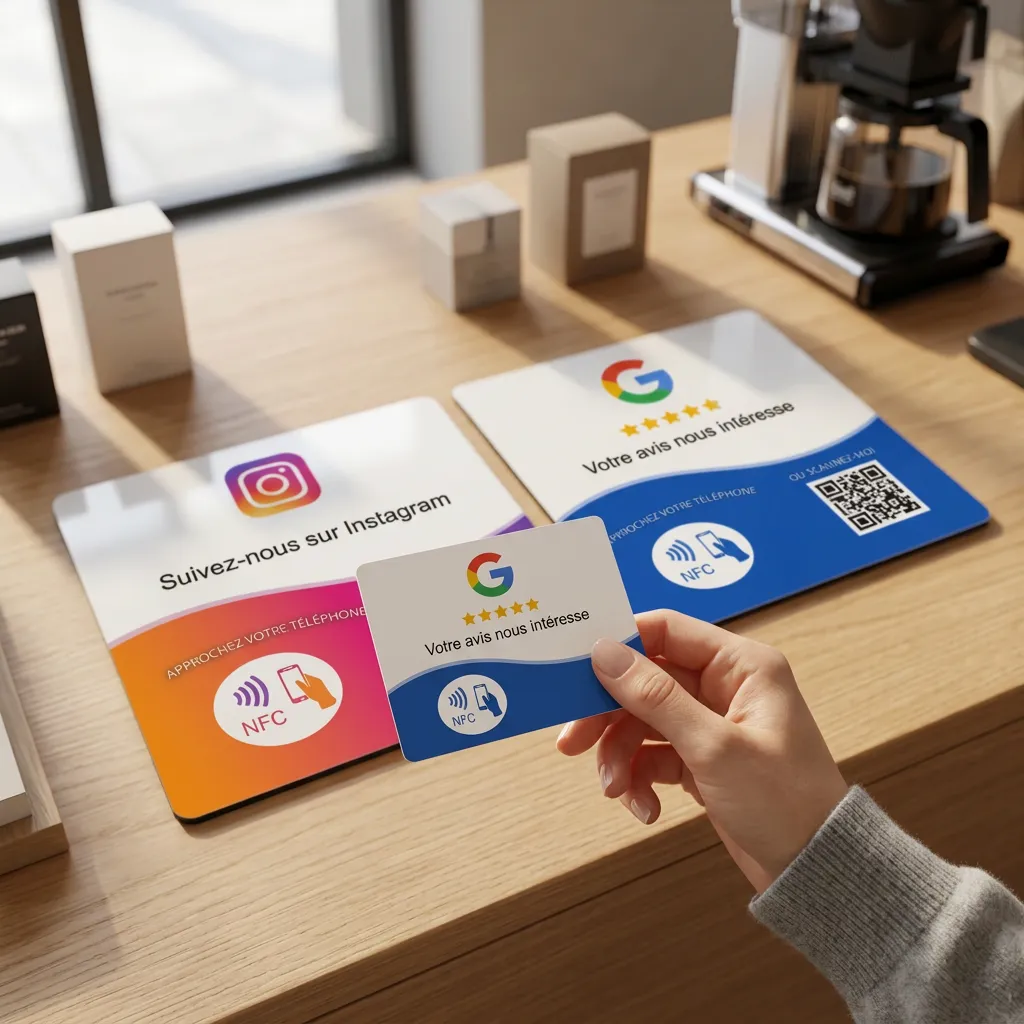 Plaque complet business - Plaque Instagram Google et carte avis google